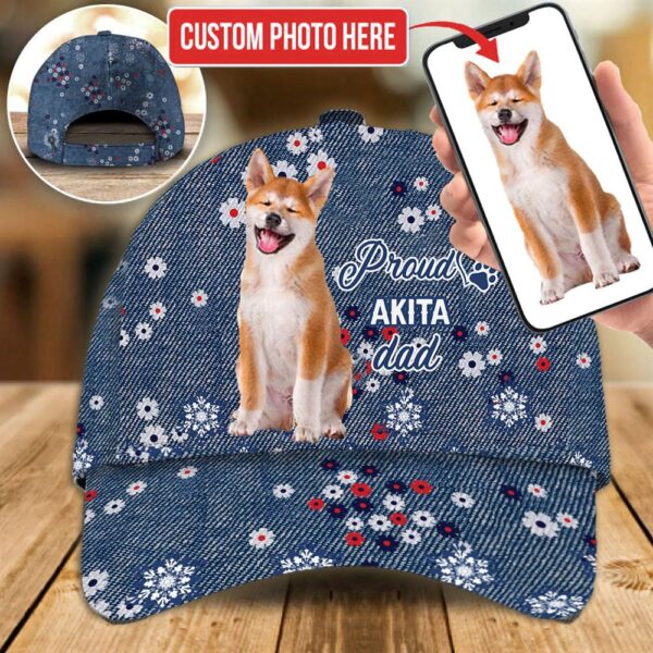 Proud Akita Dad Custom Caps – Hats For Walking With Pets – Amazing Gift With Personalized Dogs