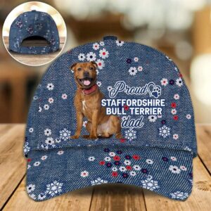 Proud Staffordshire Bull Terrier Dad Caps Hat For Going Out With Pets Gifts Dog Hats For Friends 1 sjdihu