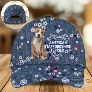 Proud Staffordshire Terrier Dad Caps Caps For Dog Lovers Gifts Dog Hats For Relatives 1 vdcwea