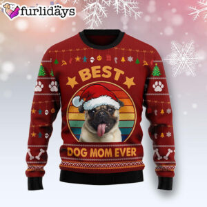 Pug Best Dog Mom Ever Dog Lover Ugly Christmas Sweater Gifts For Dog Lovers 1