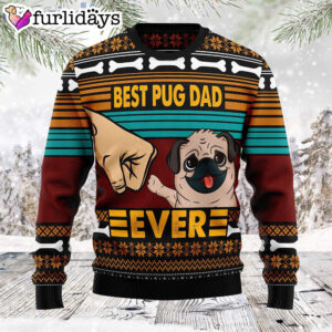 Pug Best Pug Dad Ever Dog Dad Ugly Christmas Holiday Sweater Dog Memorial Gift 1