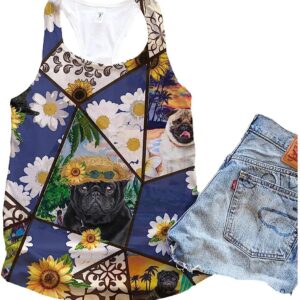 Pug Dog Daisy Flower Tank Top Summer Casual Tank Tops For Women Gift For Young Adults 1 tbog6x
