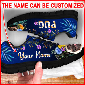 Pug Dog Lover Shoes Flower Power Sneaker Walking Shoes Personalized Custom Best Shoes For Dog Lover 3