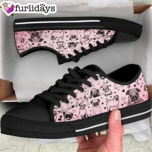Pug Dog Pattern Low Top Shoes Bulldog Lovers Canvas Sneakers Owners Gift Dog Breeders 1