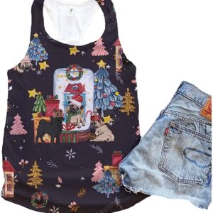 Pug Dog Pine Tree Magic Snowball Tank Top Summer Casual Tank Tops For Women Gift For Young Adults 1 m0bp6p