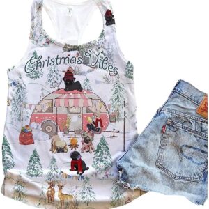 Pug Dog Snow White Christmas Vibes Tank Top Summer Casual Tank Tops For Women Gift For Young Adults 1 ar1byc