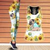 Pug Dog Sunflower Combo Leggings And Hollow Tank Top – Workout Sets For Women – Gift For Dog Lovers