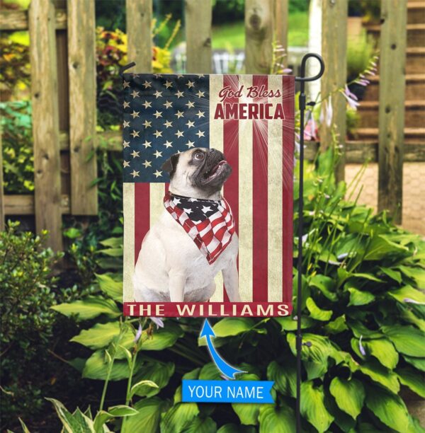 Pug God Bless America Personalized Flag – Custom Dog Flags – Dog Lovers Gifts for Him or Her