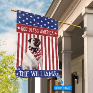 Pug God Bless America Personalized Flag Personalized Dog Garden Flags Dog Flags Outdoor 2