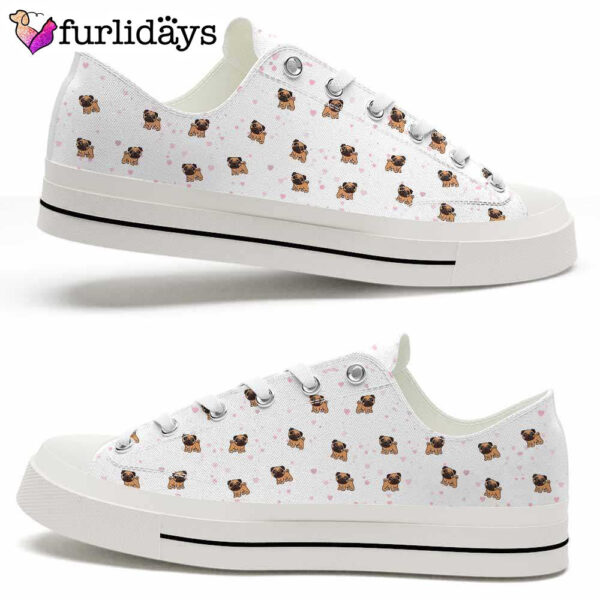 Pug Hearts Pattern Low Top Shoes  – Happy International Dog Day Canvas Sneaker – Owners Gift Dog Breeders