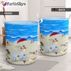 Pug In Beach Laundry Basket Dog Laundry Basket Christmas Gift For Her Home Decor 2