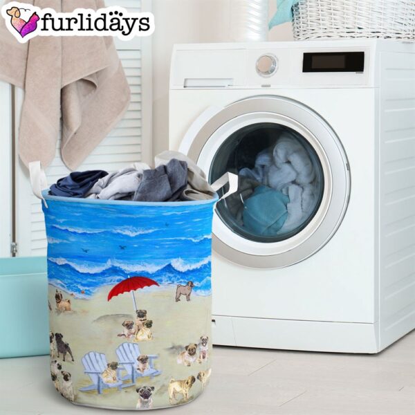 Pug In Beach – Laundry Basket – Dog Laundry Basket – Christmas Gift For Her – Home Decor