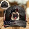 Pug On The American Flag Cap Custom Photo – Hats For Walking With Pets – Gifts Dog Caps For Friends