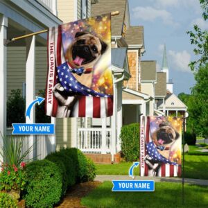Pug Personalized House Flag Custom Dog Flags Dog Lovers Gifts for Him or Her 1