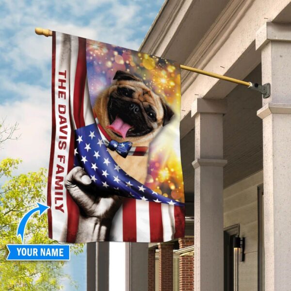 Pug Personalized House Flag – Custom Dog Flags – Dog Lovers Gifts for Him or Her