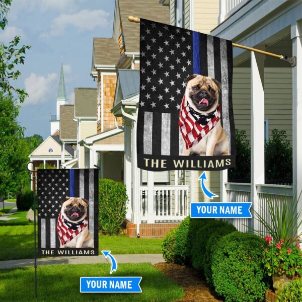 Pug Police Personalized Flag – Personalized Dog Garden Flags – Dog Flags Outdoor