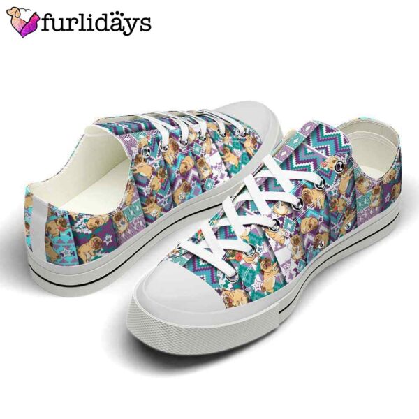 Pug Star Lines Pattern Low Top Shoes  – Happy International Dog Day Canvas Sneaker – Owners Gift Dog Breeders