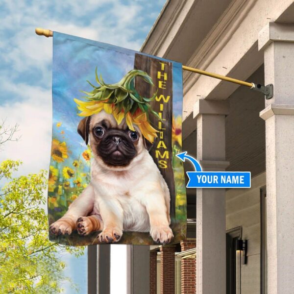 Pug Sunflower Personalized Flag – Personalized Dog Garden Flags – Dog Flags Outdoor