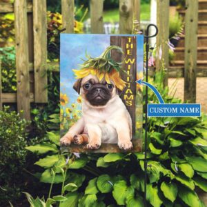 Pug Sunflower Personalized Flag Personalized Dog Garden Flags Dog Flags Outdoor 3