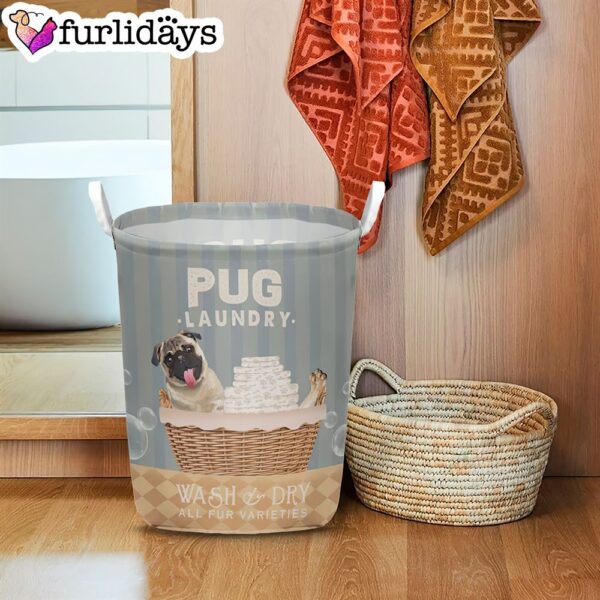 Pug Wash And Dry Laundry Basket – Dog Laundry Basket – Christmas Gift For Her – Home Decor