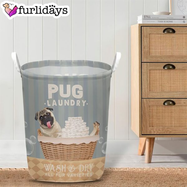 Pug Wash And Dry Laundry Basket – Dog Laundry Basket – Christmas Gift For Her – Home Decor