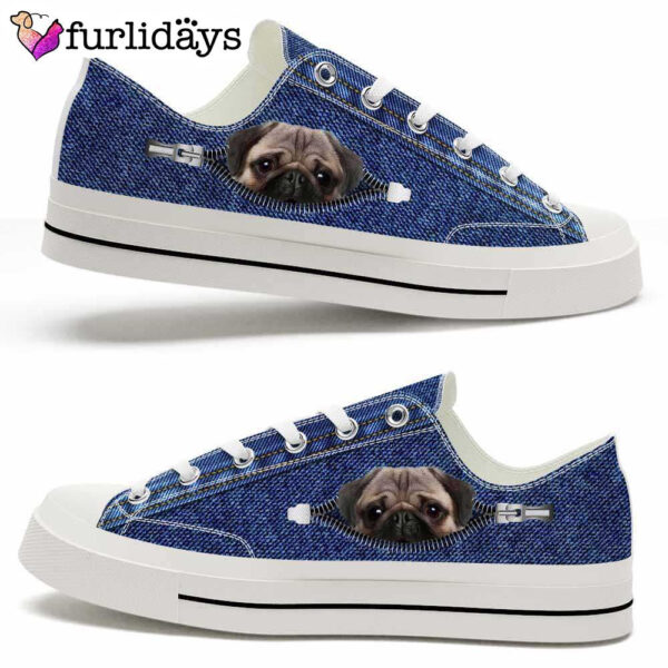 Pug Zipper Jeans Low Top Shoes  – Happy International Dog Day Canvas Sneaker – Owners Gift Dog Breeders