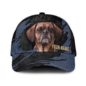 Puggle Jean Background Custom Name Cap Classic Baseball Cap All Over Print Gift For Dog Lovers 1 u8fk0e