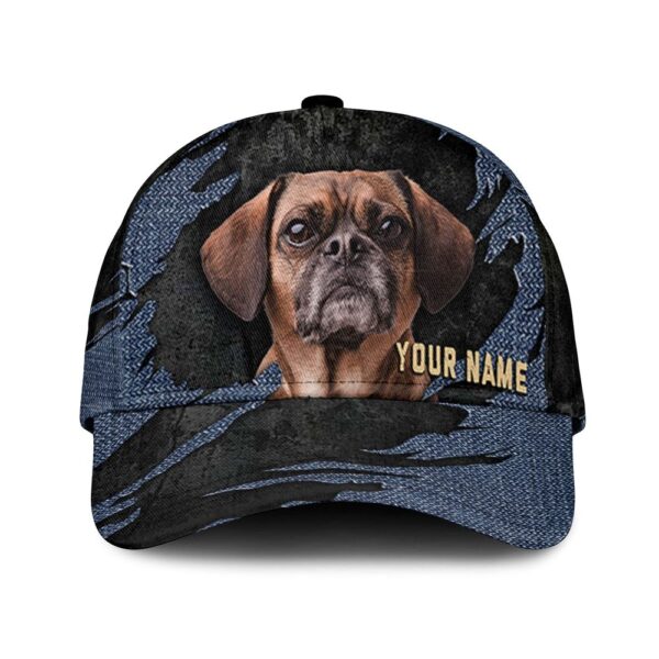 Puggle Jean Background Custom Name & Photo Dog Cap – Classic Baseball Cap All Over Print – Gift For Dog Lovers
