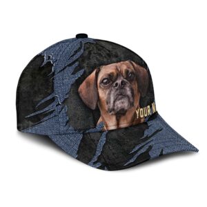 Puggle Jean Background Custom Name Cap Classic Baseball Cap All Over Print Gift For Dog Lovers 2 lgxbwt