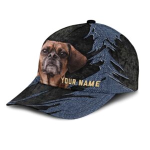 Puggle Jean Background Custom Name Cap Classic Baseball Cap All Over Print Gift For Dog Lovers 3 qeftv0