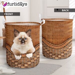 Ragdoll Cat Rattan Texture Laundry Basket – Cat Laundry Basket – Mother Gift
