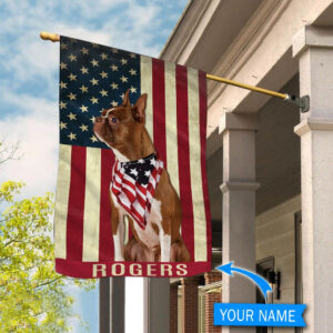 Red Boston Terrier Personalized Flag Personalized Dog Garden Flags Dog Flags Outdoor 2