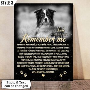 Remember Me With Smiles Not Tears Dog Printable Canvas Poster Framed Print Personalized Dog Lovers Gifts for Him or Her 1