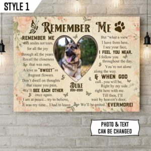 Remember Me With Smiles Not Tears Dog Printable Canvas Poster Painting On Canvas Framed Print Heart Shape Personalized 1