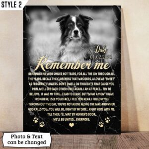 Remember Me With Smiles Not Tears Dog Printable Vertical Canvas Poster Framed Print Personalized Gift For Dog Lovers 1