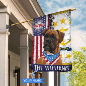 Rhode Island Boxer Dog God Bless Personalized House Flag Garden Dog Flag Personalized Dog Garden Flags 1