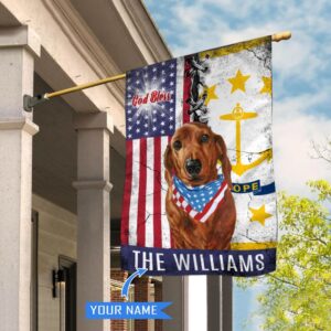 Rhode Island Dachshund God Bless Personalized House Flag Garden Dog Flag Personalized Dog Garden Flags 1