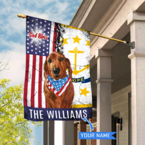 Rhode Island Dachshund God Bless Personalized House Flag Garden Dog Flag Personalized Dog Garden Flags 2