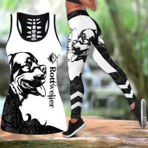 Rottweiler Black Tattoos Combo Leggings And Hollow Tank Top Workout Sets For Women Gift For Dog Lovers 1 yfwikh