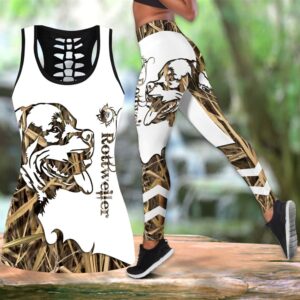 Rottweiler Brown Tattoos Combo Leggings And Hollow Tank Top Workout Sets For Women Gift For Dog Lovers 1 ppdxhn