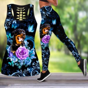 Rottweiler Butterfly Combo Leggings And Hollow Tank Top Workout Sets For Women Gift For Dog Lovers 1 d04ir2