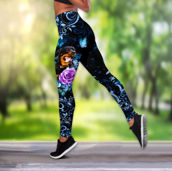 Rottweiler Butterfly Combo Leggings And Hollow Tank Top – Workout Sets For Women – Gift For Dog Lovers