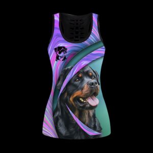 Rottweiler Colorful Combo Leggings And Hollow Tank Top Workout Sets For Women Gift For Dog Lovers 2 hkumts