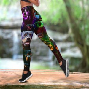Rottweiler Colorful Tattoos Combo Leggings And Hollow Tank Top Workout Sets For Women Gift For Dog Lovers 3 up9x3s