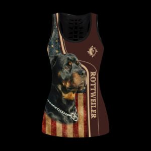 Rottweiler Dog American Flag Combo Leggings And Hollow Tank Top Workout Sets For Women Gift For Dog Lovers 2 zh0vwt
