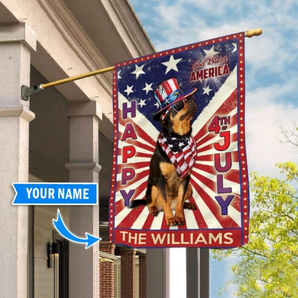 Rottweiler God Bless America – 4th Of July Personalized Flag – Custom Dog Flags – Dog Lovers Gifts for Him or Her
