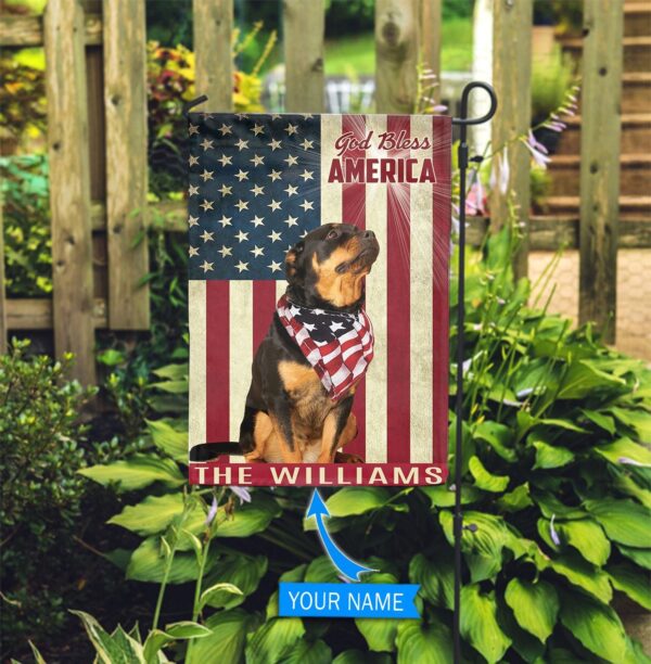 Rottweiler God Bless America Personalized Flag – Custom Dog Flags – Dog Lovers Gifts for Him or Her