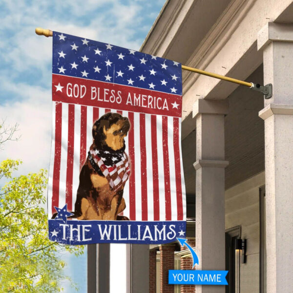 Rottweiler God Bless America Personalized Flag – Personalized Dog Garden Flags – Dog Flags Outdoor