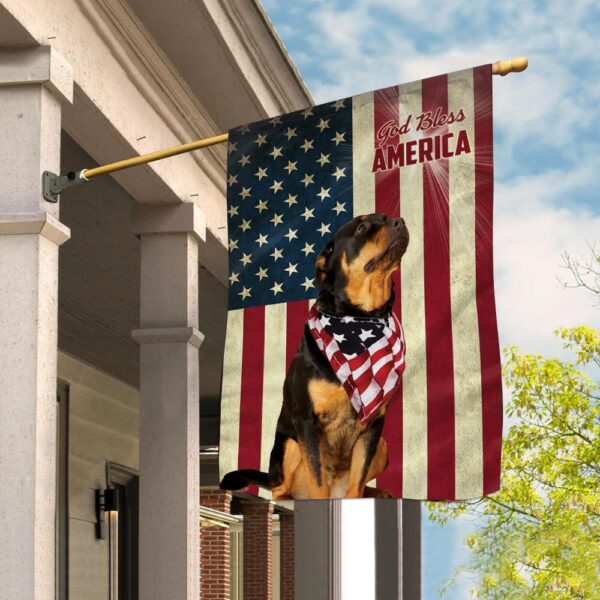 Rottweiler God Bless House Flag – Garden Dog Flag – Dog Owner Gift Ideas