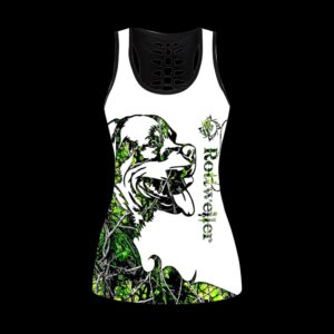Rottweiler Green Tattoos Combo Leggings And Hollow Tank Top Workout Sets For Women Gift For Dog Lovers 2 ss48dv